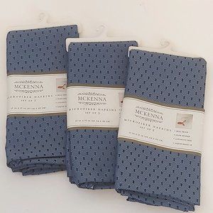 Lot of 3 Mckenna Microfiber Cloth Dinner Napkin 17" x 17" Dark Blue Diamond 2 pk